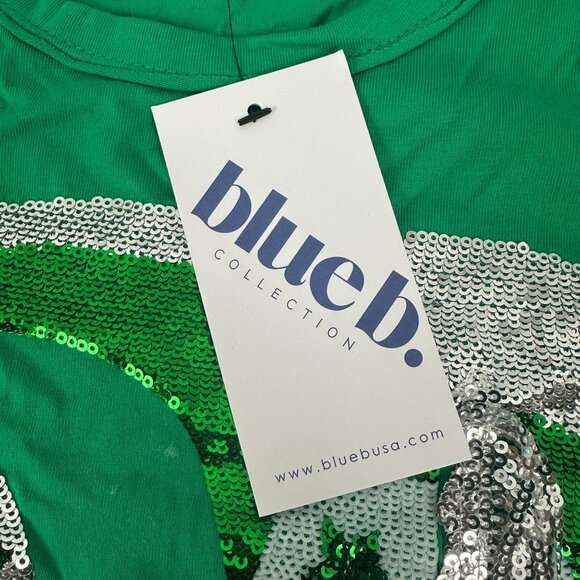 Sequin Cowboy Boot Graphic Tee Shirt Kelly Green M Blue B Collection Womens Top - Picture 5 of 7